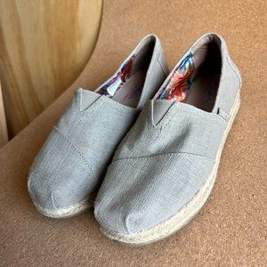 Bobs Skechers Tan Canvas Espadrille Wedges, Comfort Memory Foam Women size 8